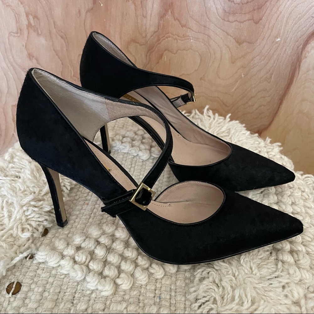 Louise et Cié Inulya Black Calf Hair Pointy Toe Pumps - Picture 7 of 8